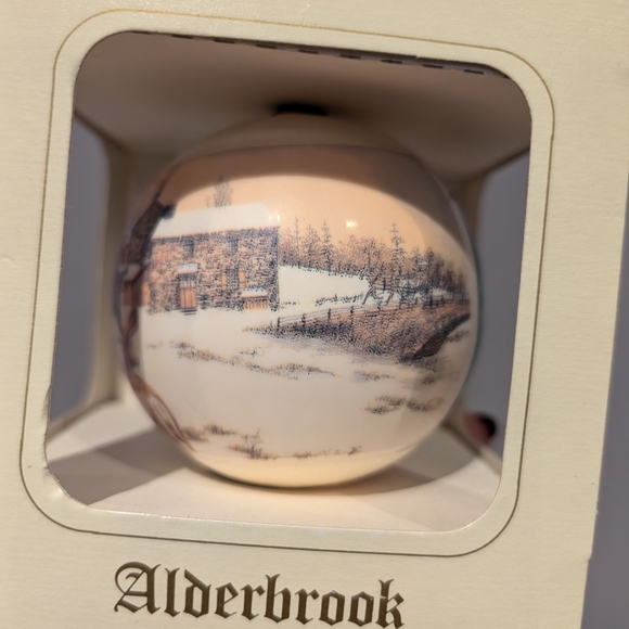 Vintage Alderbrook 1991 Christmas Ornament In Box Wirh Deer Scene - Picture 3 of 6